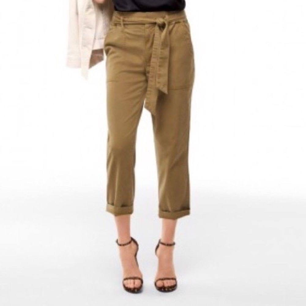 Cabi 4 Brown Tan Khaki Cropped Discovery Paper Bag Trouser Pant